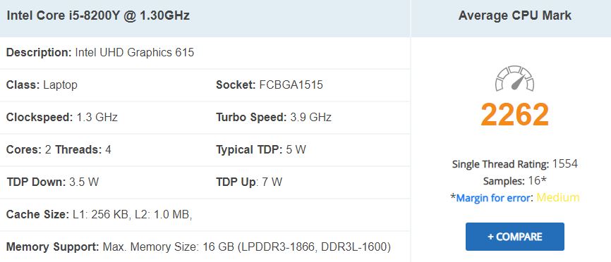 Google Pixelbook Go CPU Benchmark